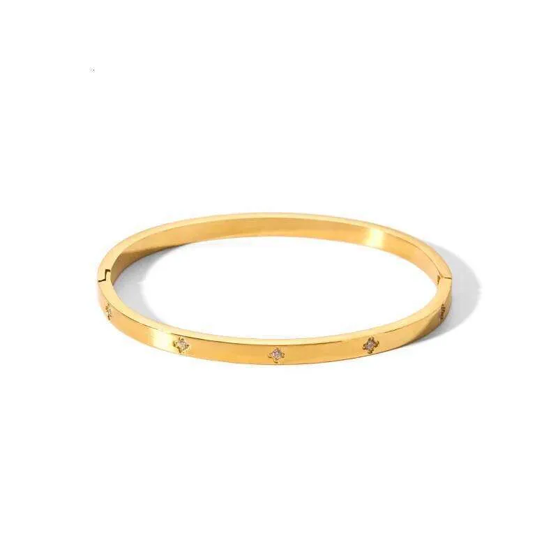 Waterproof Cubic Zirconia Bangle Stainless Steel Bracelet Women_voghion.com