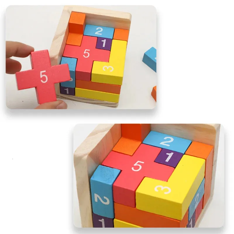 Logic Math Boxes Montessori 3D Cube Block Puzzle Wood Blast: Logical... From Playviva ...