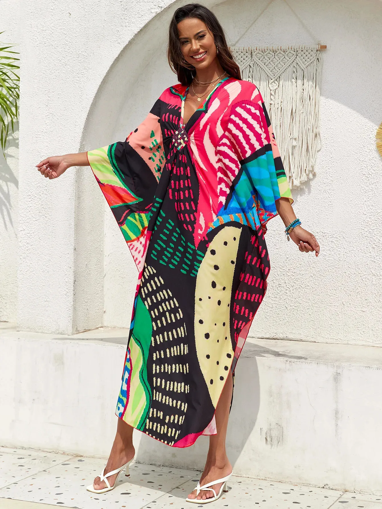 caftan plus size dress Short-Kaftan-Dress-Hippy-Boho-Maxi-Plus-Size-Women-Caftan-Tunic-Dress, Stylish to the wedding and beach walking. Caftan Dress Plus Size Kaftan