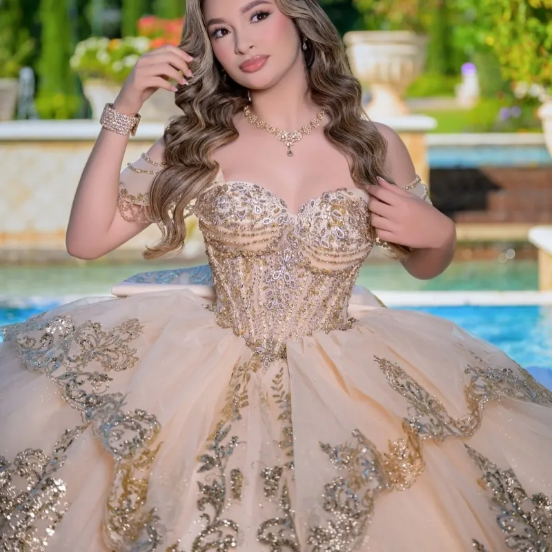 Champagne Quinceanera Dresses Off Shoulder Ball... From Zaomeng321, $300.51 | DHgate.Com Champagne Quinceanera Dresses Off Shoulder Ball... From Zaomeng321, $300.51 | DHgate.Com