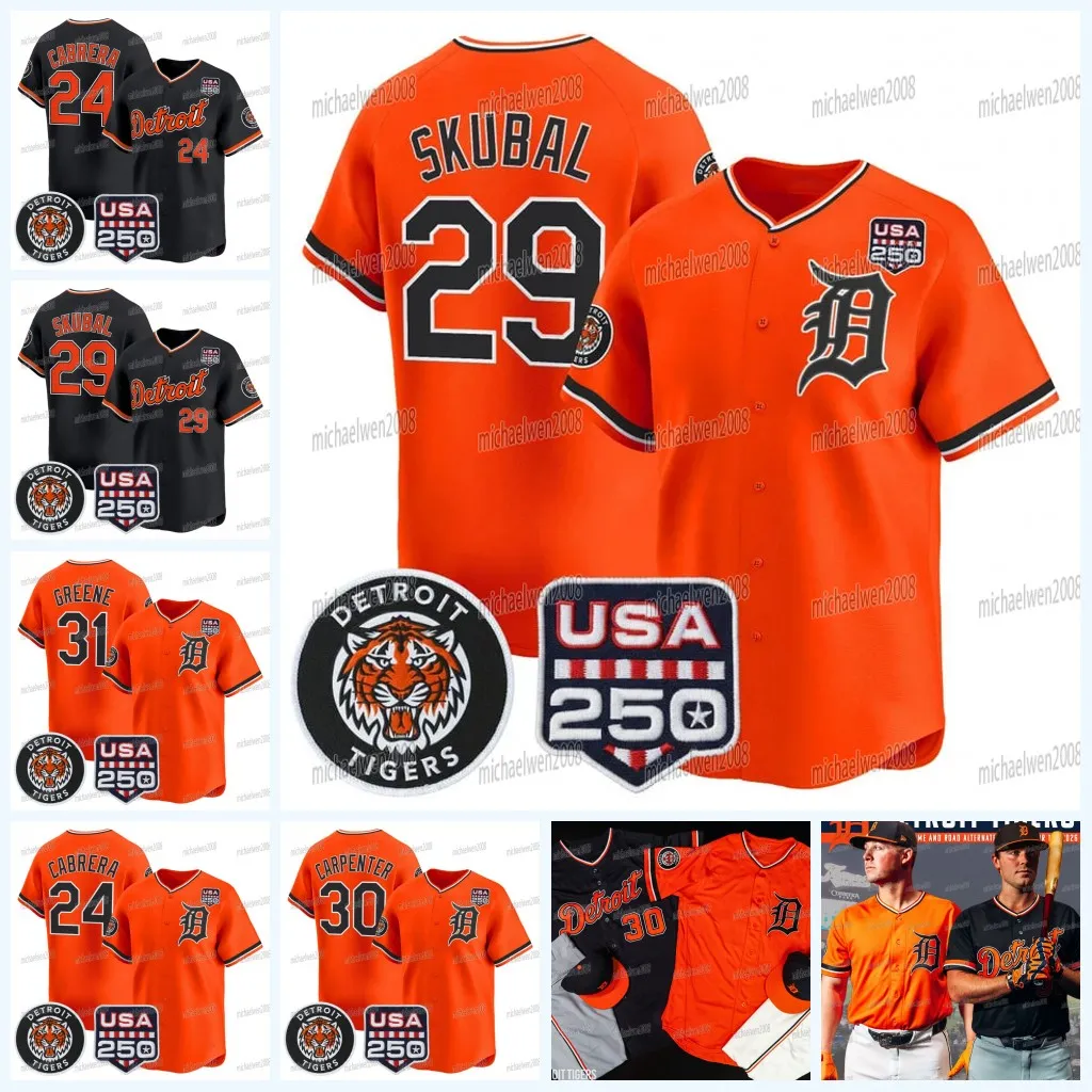 Tigers ユニフォーム 4枚セット 31マルテ-5ゴメス-番号無し2着 Tiger 2026 New Orange Baseball Jersey Tarik Skubal From