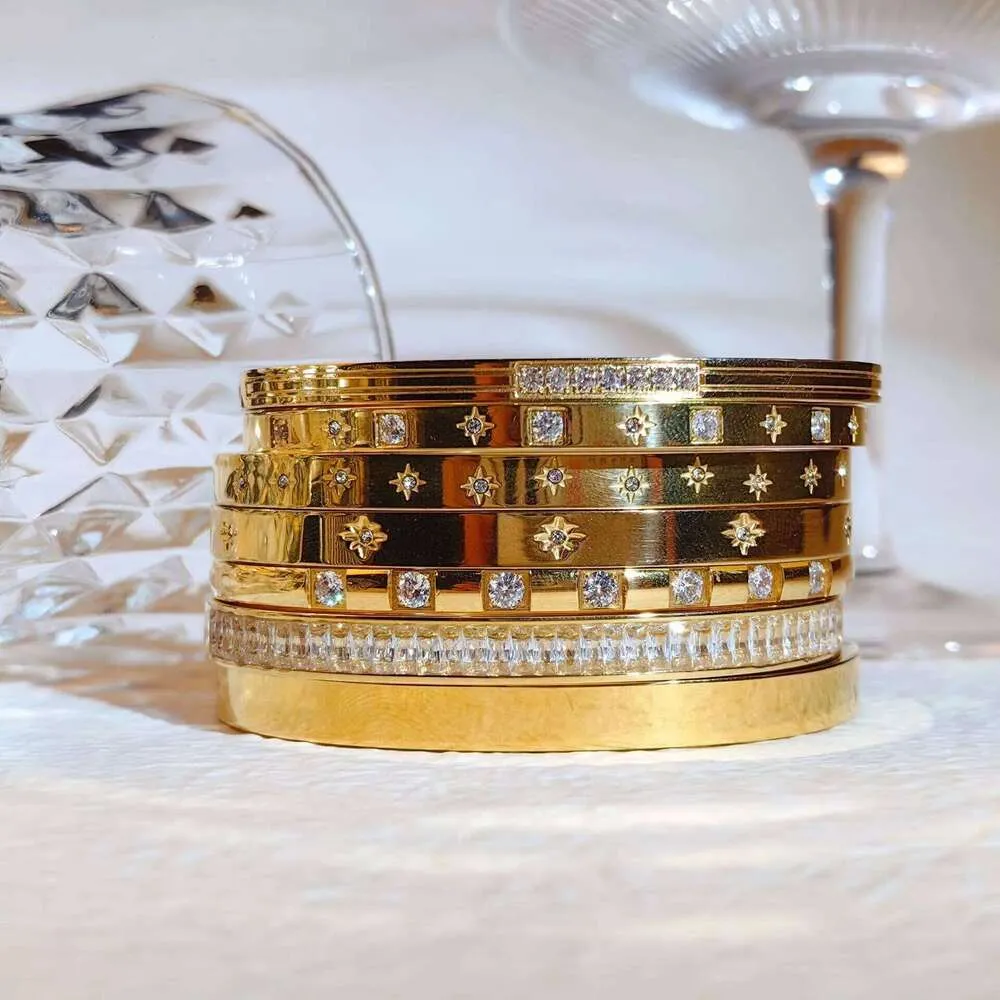 Waterproof Cubic Zirconia Bangle Stainless Steel Bracelet Women_voghion.com