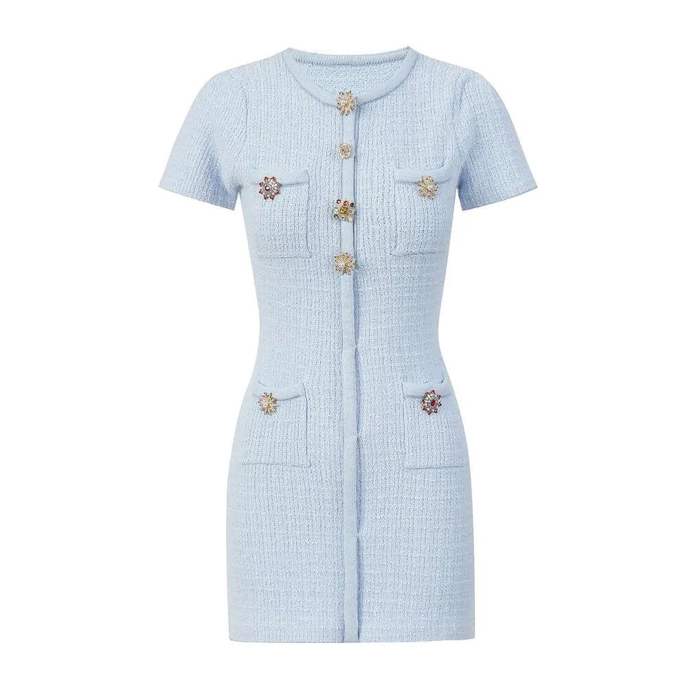 light blue tweed dress Belted its one of those pieces that always looks put Tweed Mini Dress - Baby