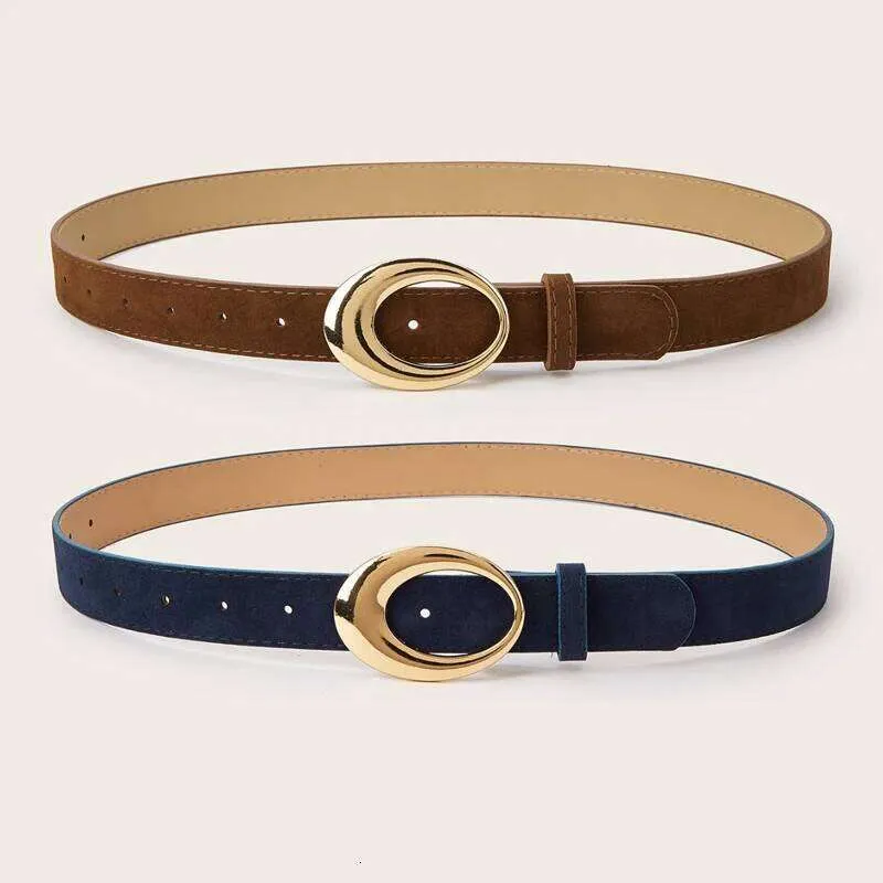 Y260225 Womens Suede Leather Belt With Oval Gold... From  display picture 3