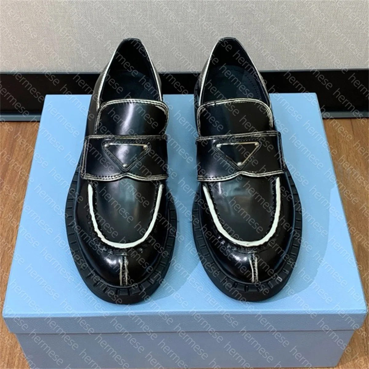 HERMES Moccasin Mind mens Black Size 45 (us11.5-12) Designer Loafers Men Loafers Monolith Leather Brushed  main image 2