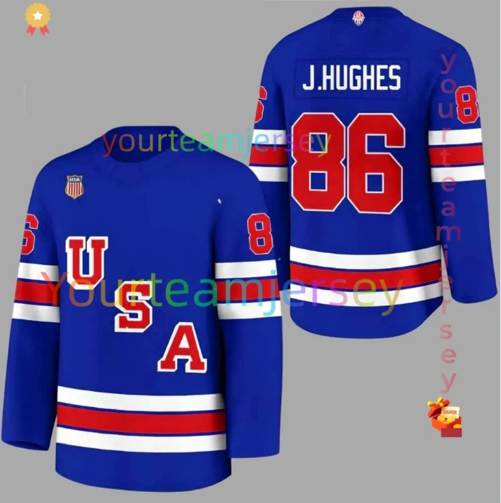 JHughes 86 カスタムネームナンバー USA 2026 オリンピック ホッケー 