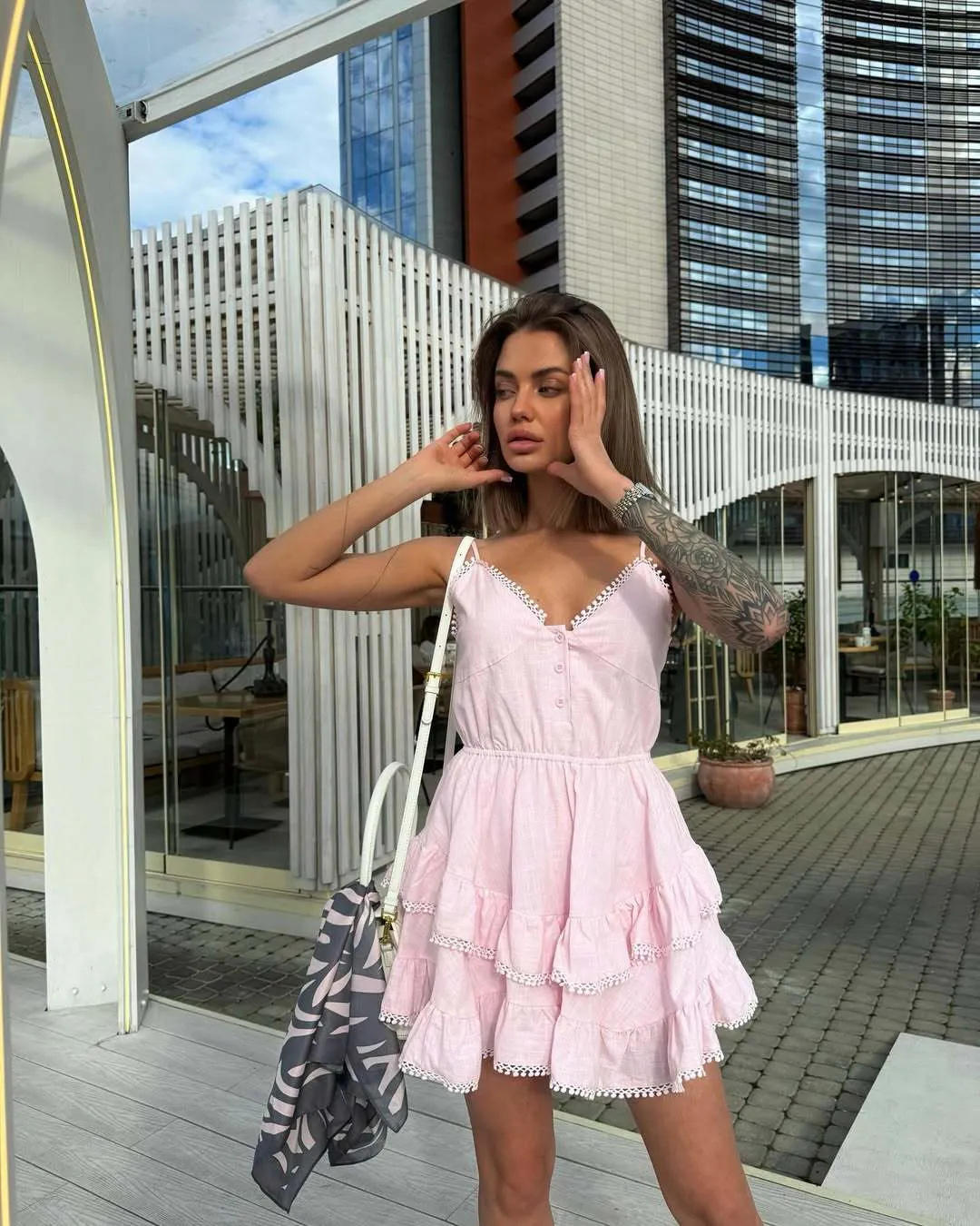 women's polyester casual dresses Casual Flowers Pattern Long Sleeve V Neck Dress In Polyester Fabric With  Above Knee Length