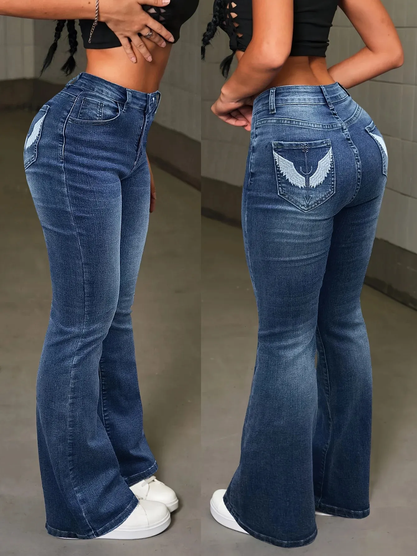 レディース PickleClub Angel Wings Flare Denim Y2K