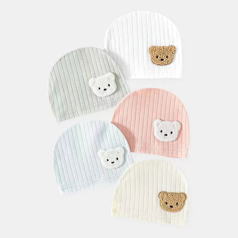 Soft Infant Beanie Caps Baby Hat Cartoon Bear Boneless Muslin Headwear ...