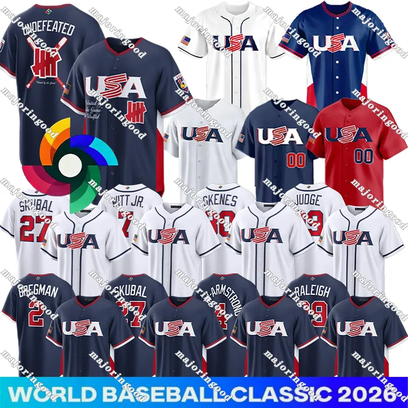 2026 WBC Team USA Baseball Jersey Unisex Polyester Short Sleeve