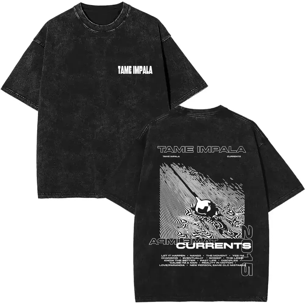 洗浄ヴィンテージテイムインパラグラフィックプリント Tシャツ紳士服