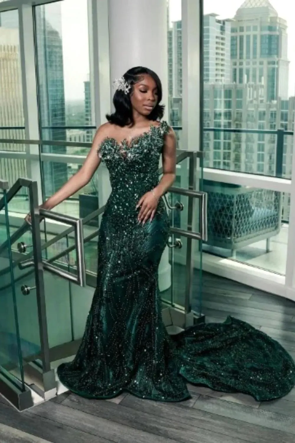Emerald Green Mermaid Prom Dress with Beaded Lace Applique and Sheer  Strapless Jewel Neckline from Dhgate Prom Dresses - price 532.29