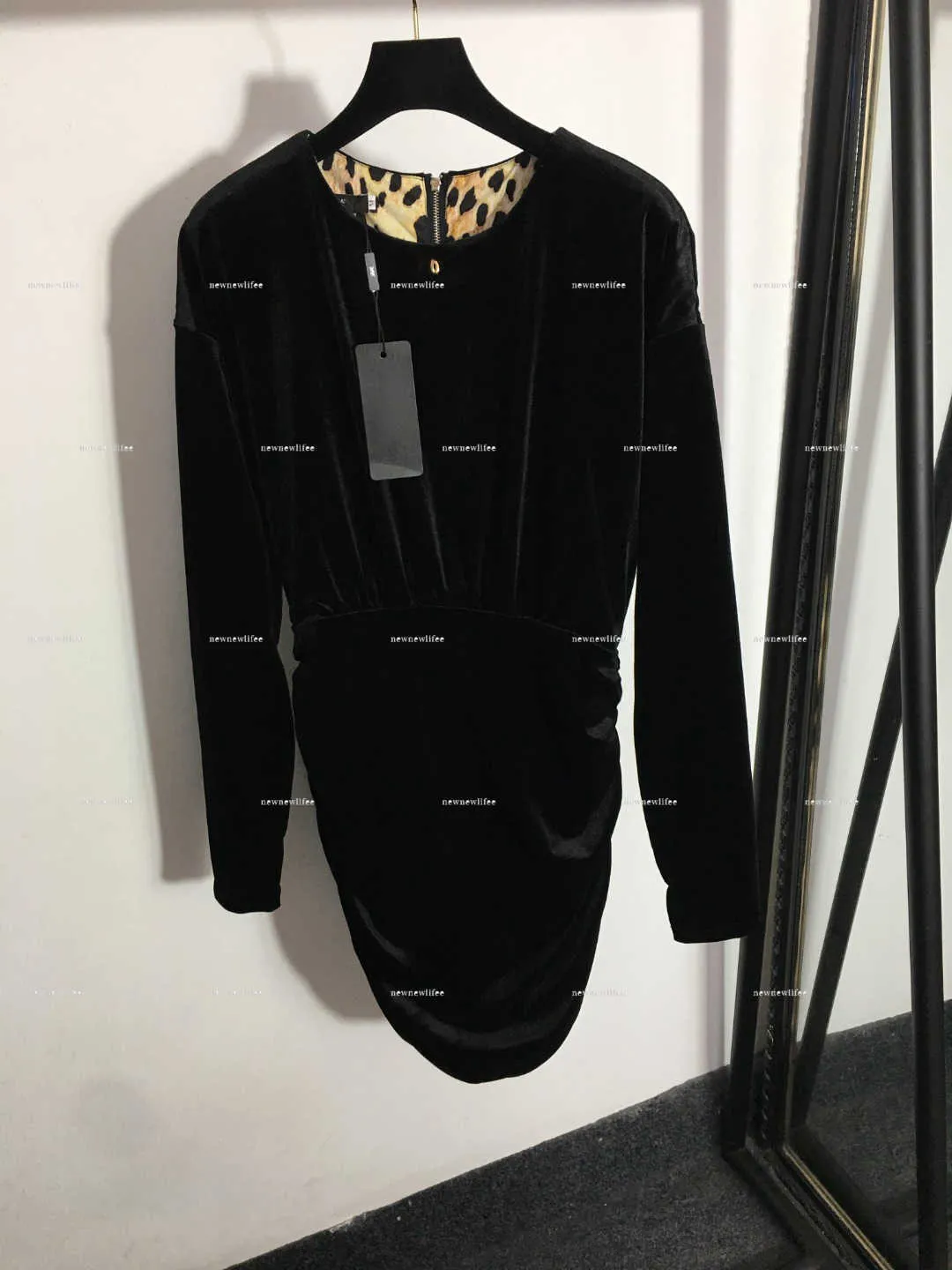 luxury crew neck dresses Baroque Black Gold Women's Crew Neck Dress Long Sleeve, Summer Cocktail Mini Cute Handmade Designer Ladies Luxury Casual Cute Evening