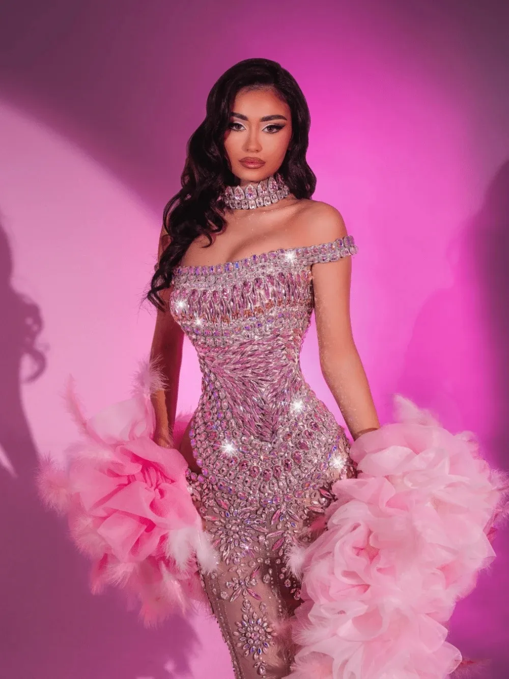 glamorous off shoulder dress Glamorous Stunning White Sequin Beaded Off-Shoulder Evening Dress SS610