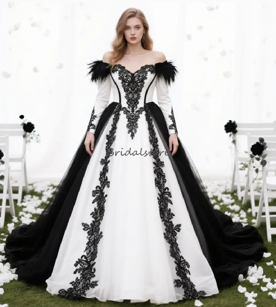 Victorian Red And Black A Line Wedding Dress, Lace Gown