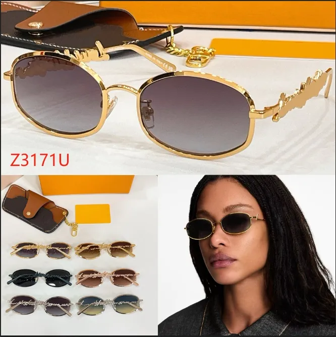 Z3171U Women’s Designer Metal Round Sunglasses – UV400 Polarized, Mirror‑Leg Style, 10% Off