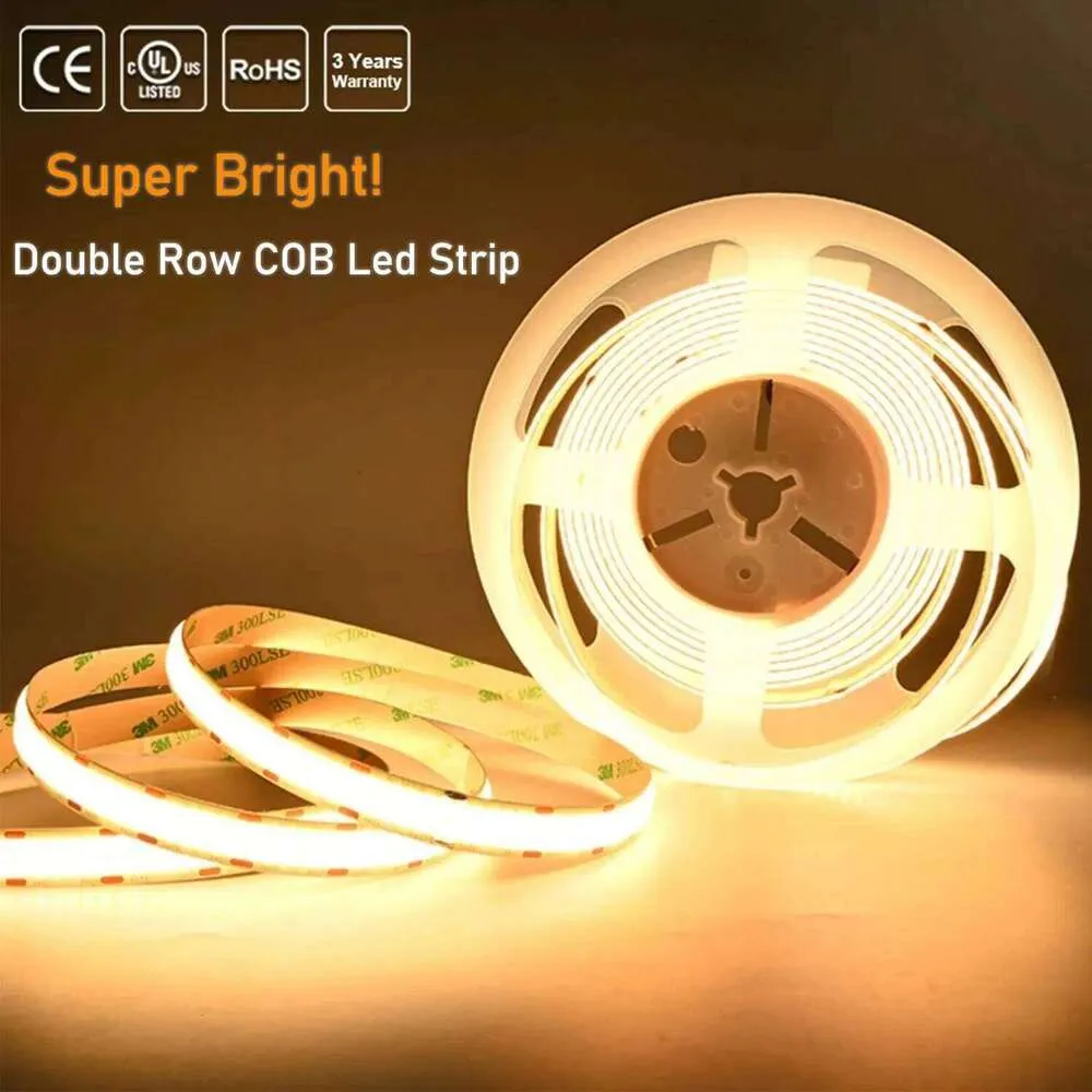 Super Bright COB LED Strip 2000lm/M Double Row 600 LEDs/M Flexible ...