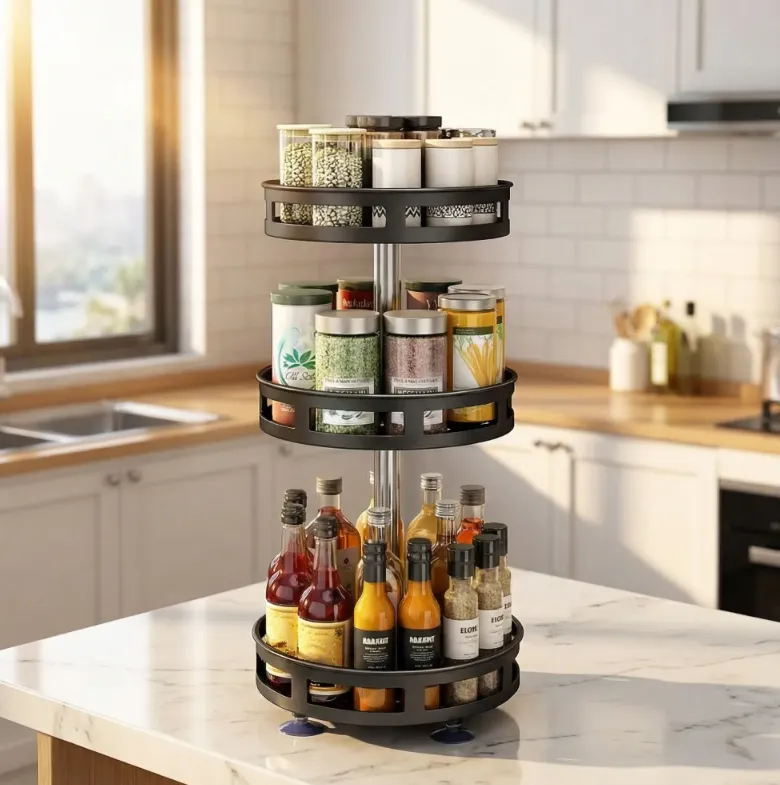 3 Tier Rotating Spice Rack Organizer 360° Metal... From ...