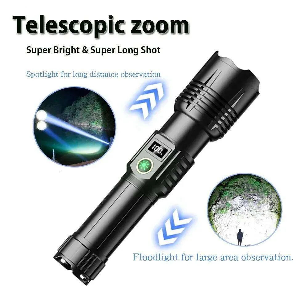 200000lm tactical led flashlight usb rechargeable torch zoom 26650 lamp Amzyigou Flashlights 2000.000 High Lumens, Super Bright with 10 Modes, Flashlight Waterproof, Powerful for Camping, Hiking, Hunting and Emergencies LED Rechargeable Zoom Camp Flashlight