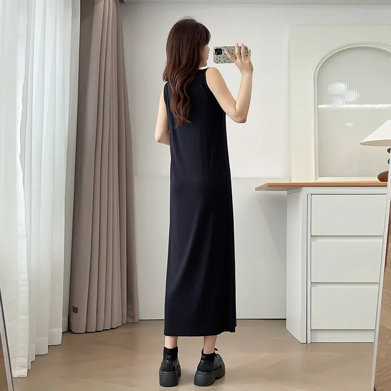 Q0018 Long Modal Vest Dress Autumn Loose Fit Black... From Yaoliufa168,  $130.66 | DHgate.Com