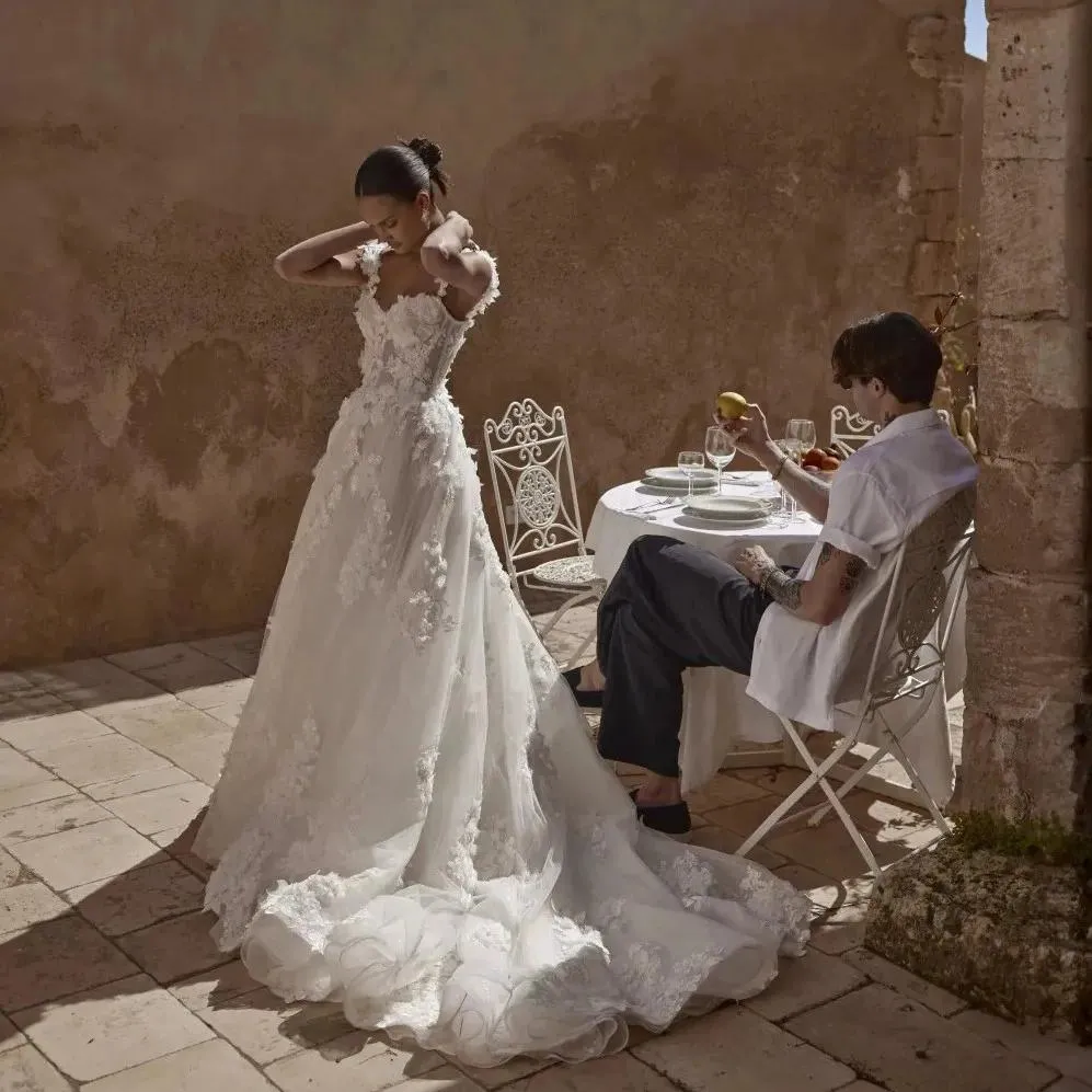 boho civil wedding dress Lace Boho Mermaid Backless Cap Sleeve Bohemian Wedding Dresses ,MW265