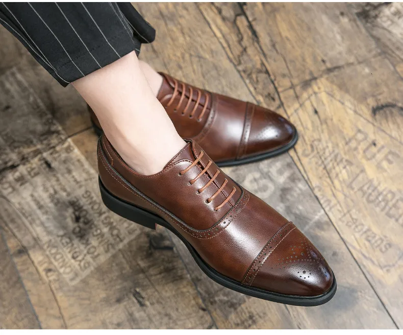 Classic Brown Leather Brogue Oxford Shoes For Formal Events_voghion.com