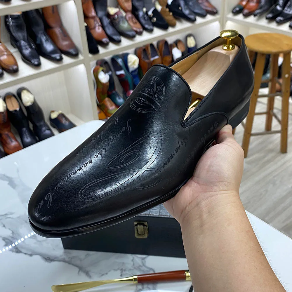 Mens Blue Gradient Leather Loafers Non Slip Formal Business Shoes_voghion.com