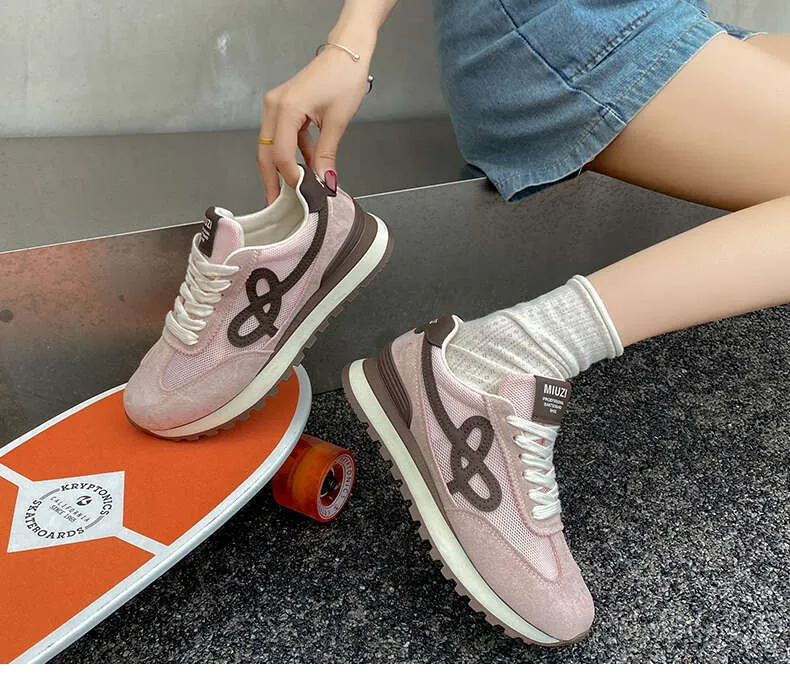 Dames hardloopschoenen van mesh in roze waterdicht met platte zool_voghion.com