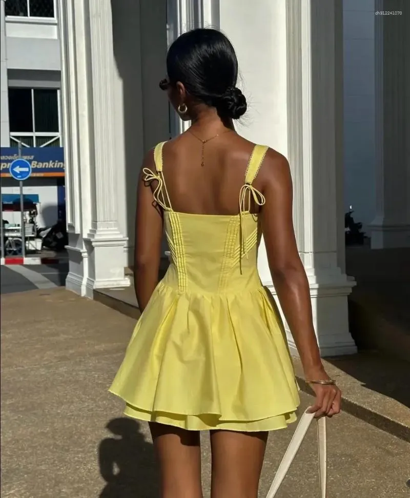 yellow corset mini dress SHELL CORSET MINI DRESS IN LIGHT YELLOW | CULT MIA