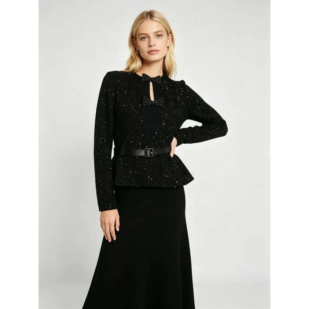 black tweed midi dress Black Pearl Button Tweed Pleated Midi Dress, L