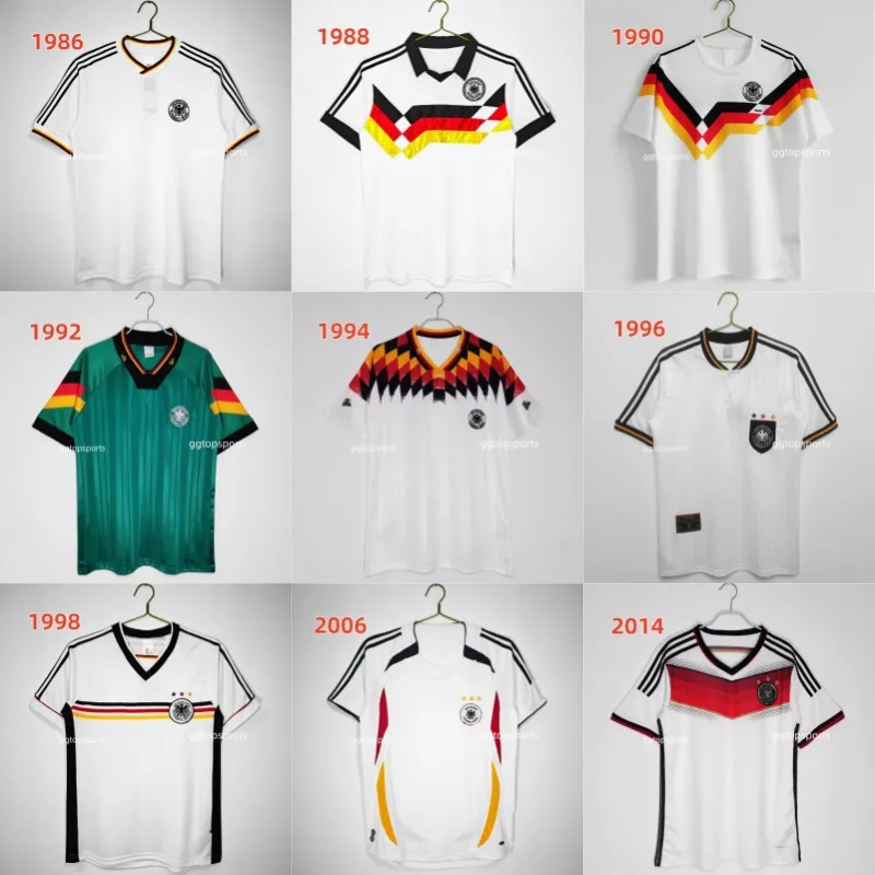 92'  ヴィンテージレトロユニフォーム 高品質ドイツレトロサッカーユニフォーム 1986/1988/1990/1992/1994