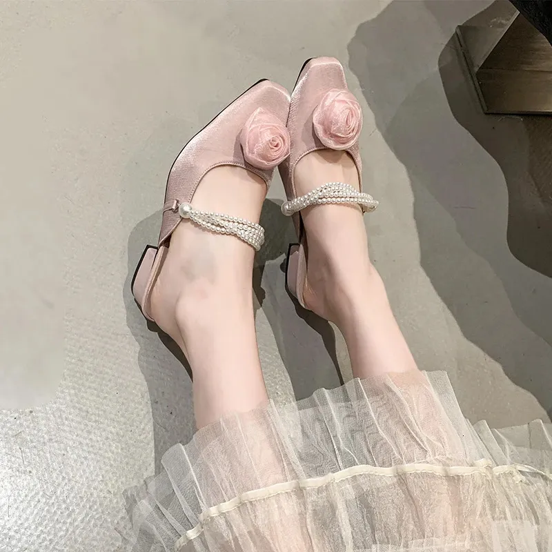 Sandali eleganti con perle e punta quadrata tacco medio_voghion.com