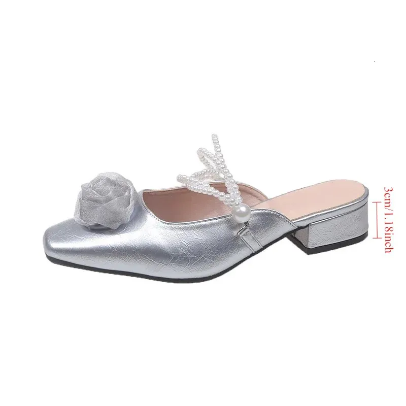 Sandali eleganti con perle e punta quadrata tacco medio_voghion.com