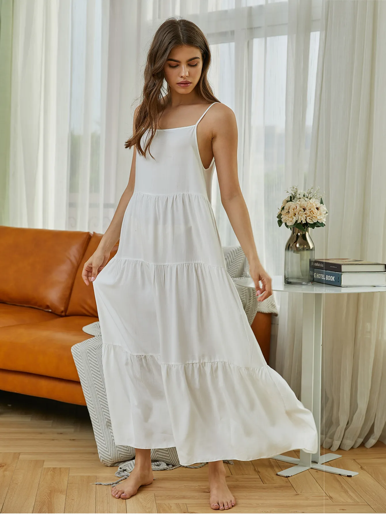 chiffon korean style dress Mid Length White Flowy ... From Ewsjlwsmans, Rs.2,532.87 winter gown