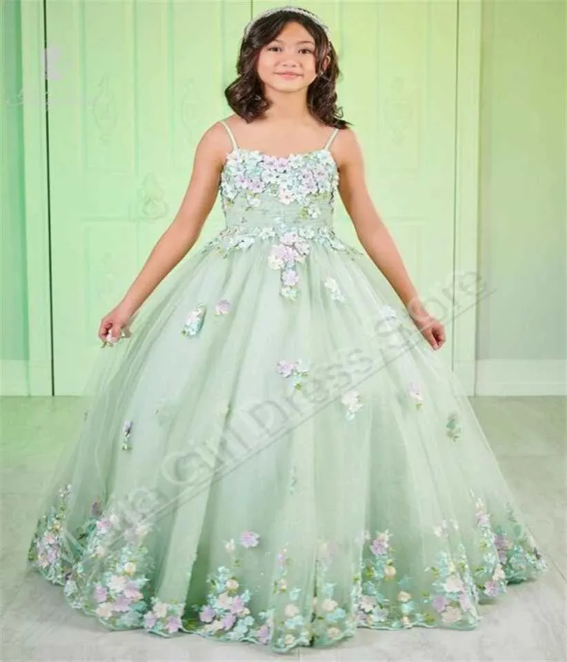 sage green flower girl dress Satin Lace Princess Puff Sleeve Knee Mia Princess This dress is not only perfect for a flower girl at a wedding but also versatile enough for other special occasions. Sage Size Small | Birdy