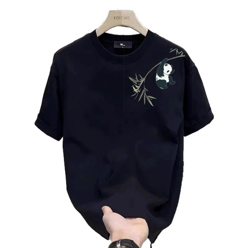 Wholesale Bamboo Panda Print Cotton Relaxed Fit T Shirt For Men