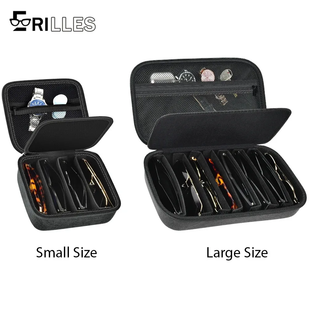 Hard Shell Eyeglasses Case Portable Travel Glasses Box Large Capacity Storage Organizer for Sunglasses Anti-Crush Black 260604