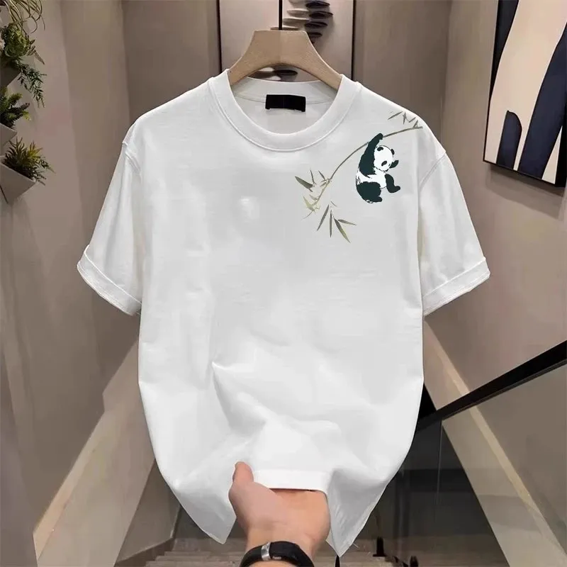 Wholesale Bamboo Panda Print Cotton Relaxed Fit T Shirt For Men