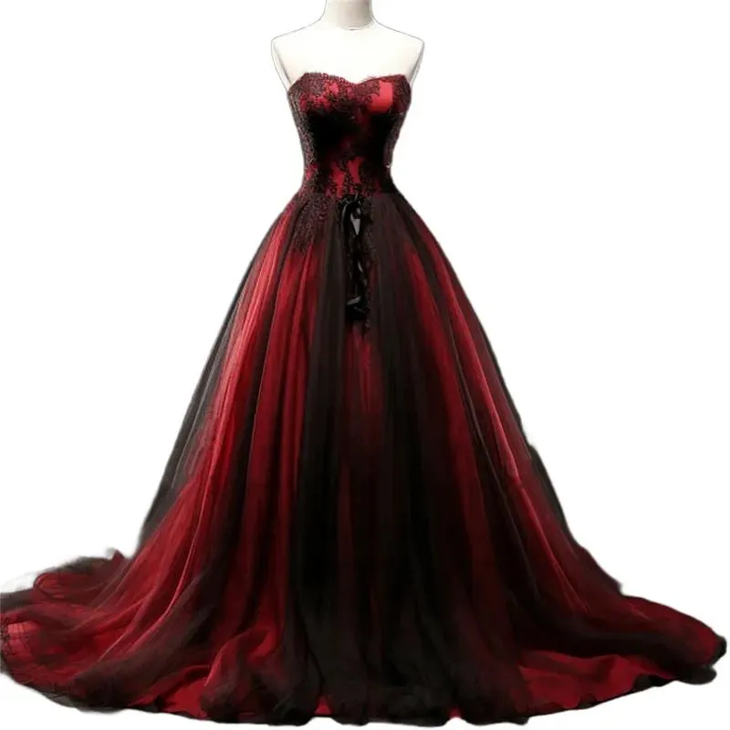 gothic black and red wedding dresses Vintage Satin Ball Gown Wedding... From Missbeautydress, $118.77 unforgettable look Vintage Gothic Black And Red