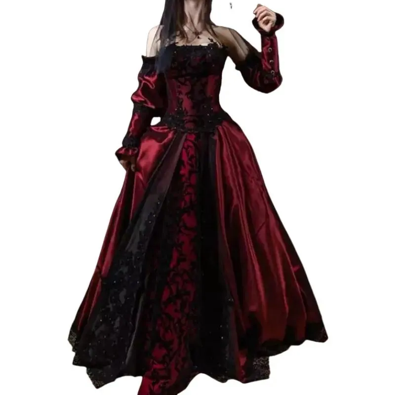 gothic black and red wedding dresses Krista Dark Dress, Wedding Dress, Trumpet Black Dress, Black Lace Wedding Dress, Illusion Back Wedding Dress The intricately designed bodice is adorned with floral lace appliqus and subtle beading Vintage Gothic Black And Red