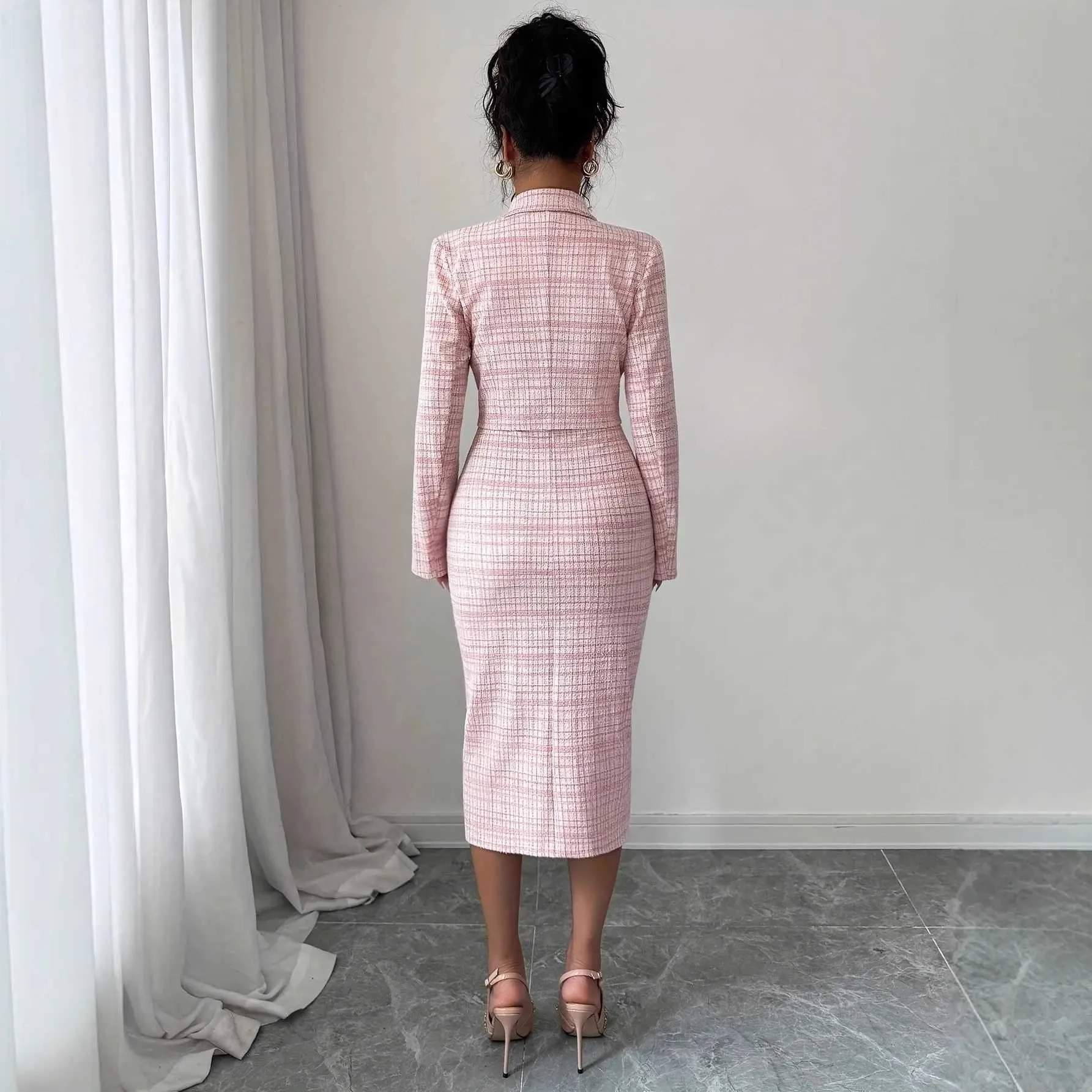 ladies dress and coat suits Navy Blazer dress women Tuxedo ladies Business professional dress Long sleeve work midi Blue suit dress Formal office outfit TAVROVSKA