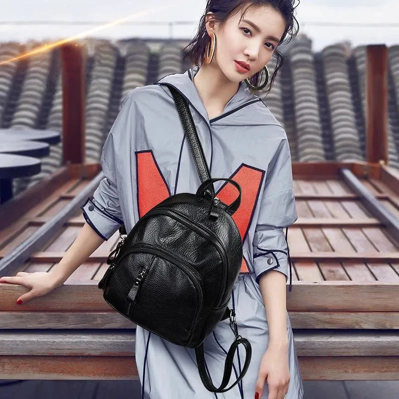anti-theft leather backpack women vintage shoulder bag ladies Natural for / Genuine Leather should be placed moisture agent inside the leather Vintage PU Leather Women's Backpack,