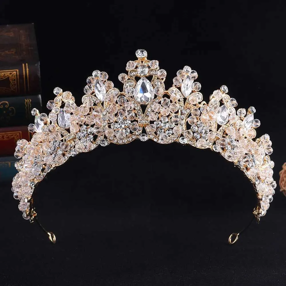 Vintage Bridal Lace Crown Tiara Gold Beaded Heart & Sequin Wedding Headpiece Crystal Heart Tiara: Gold Rhinestone Bridal Crown - Etsy main image 2
