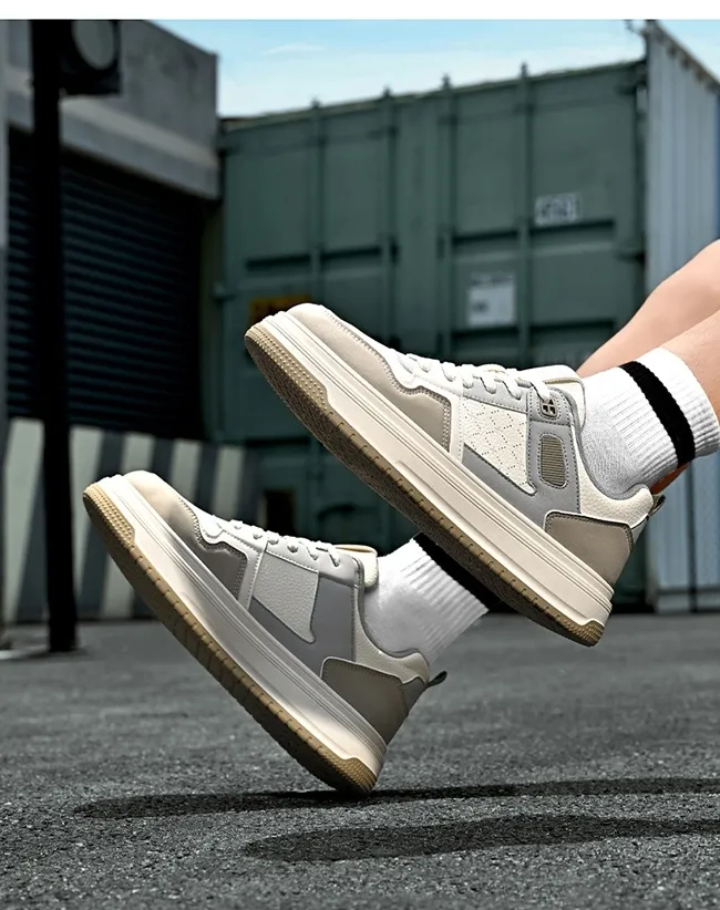 2026 New Summer Breathable Men's Anti Slip Leather Upper Soft Sole Student Sneakers Casual Shoes_vogvips.com