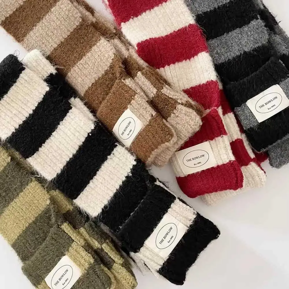 Y2K Gothic Striped Cable Knit Scarf For Girls And From Lianwu02