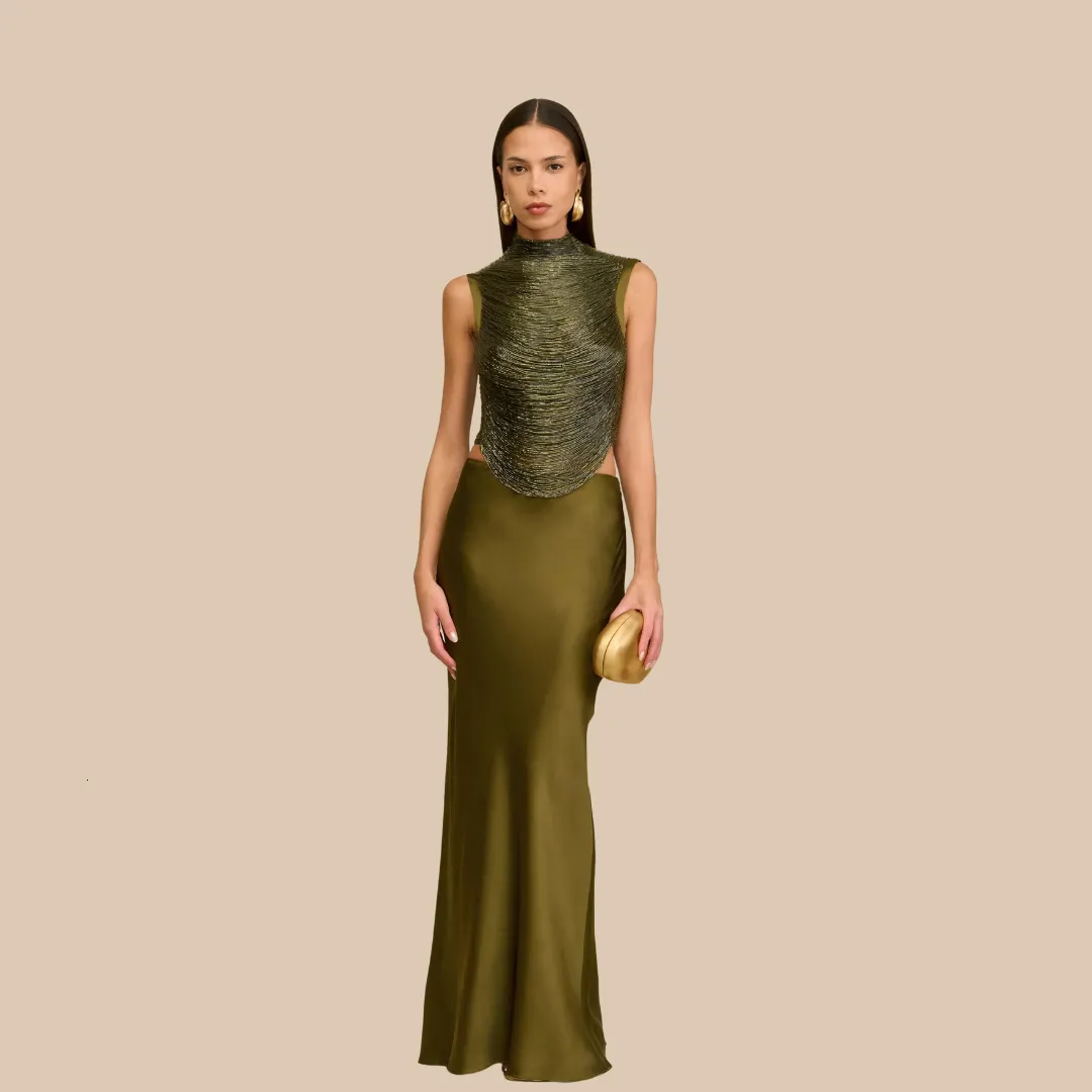 summer graduation party dress Womens Two Piece Set Sleeveless High Neck... From Zreno, Rs.6,967.03 consignment