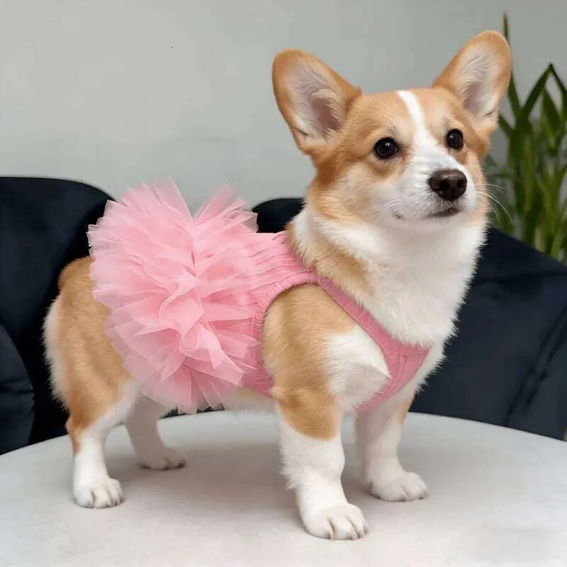 pink dog wedding dress QBLEEV Dog wedding Dress for Bride Formal Pink Wedding Skirt with flounces  and Veil for Small and Medium Dogs and Cats-S