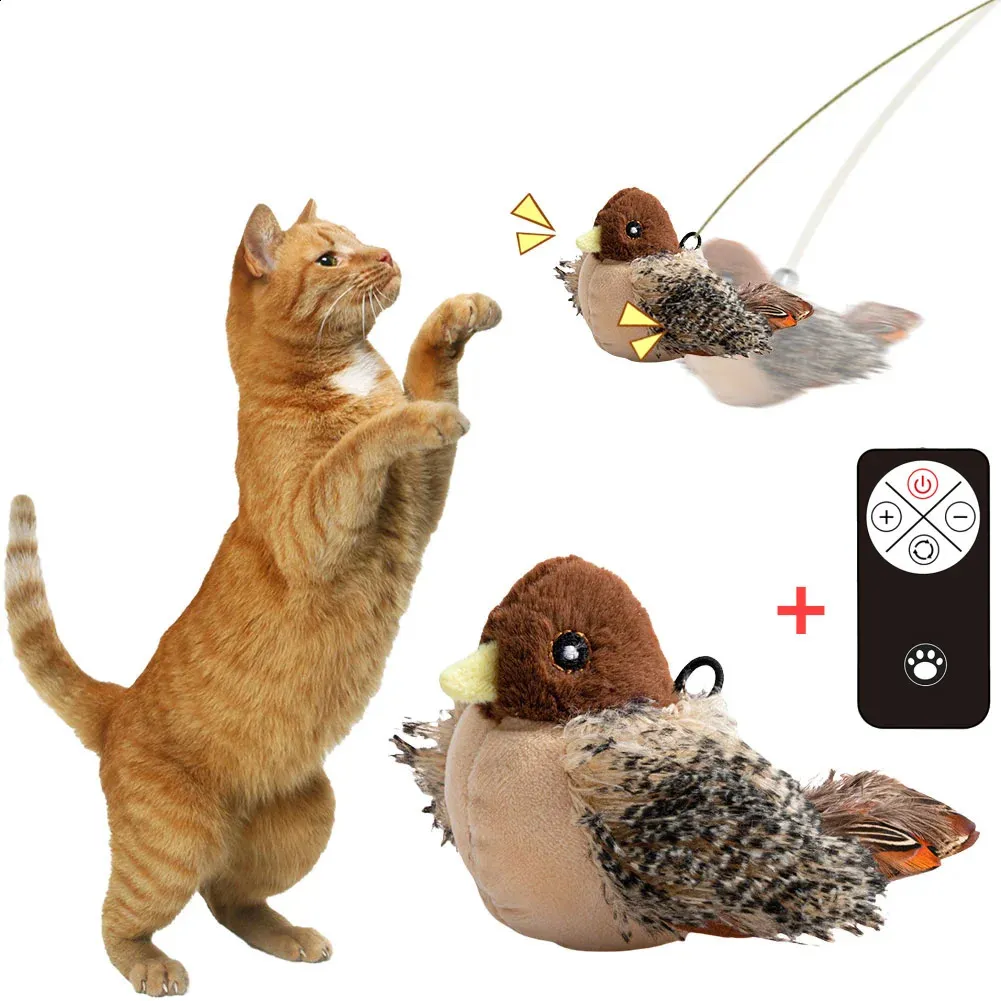 Interactief Vogelspeelgoed Voor Katten – Afstandsbediening, Beweging En Geluid, Opvouwbare Stof, USB Oplaadbaar, Realistisch Fladderend Musje