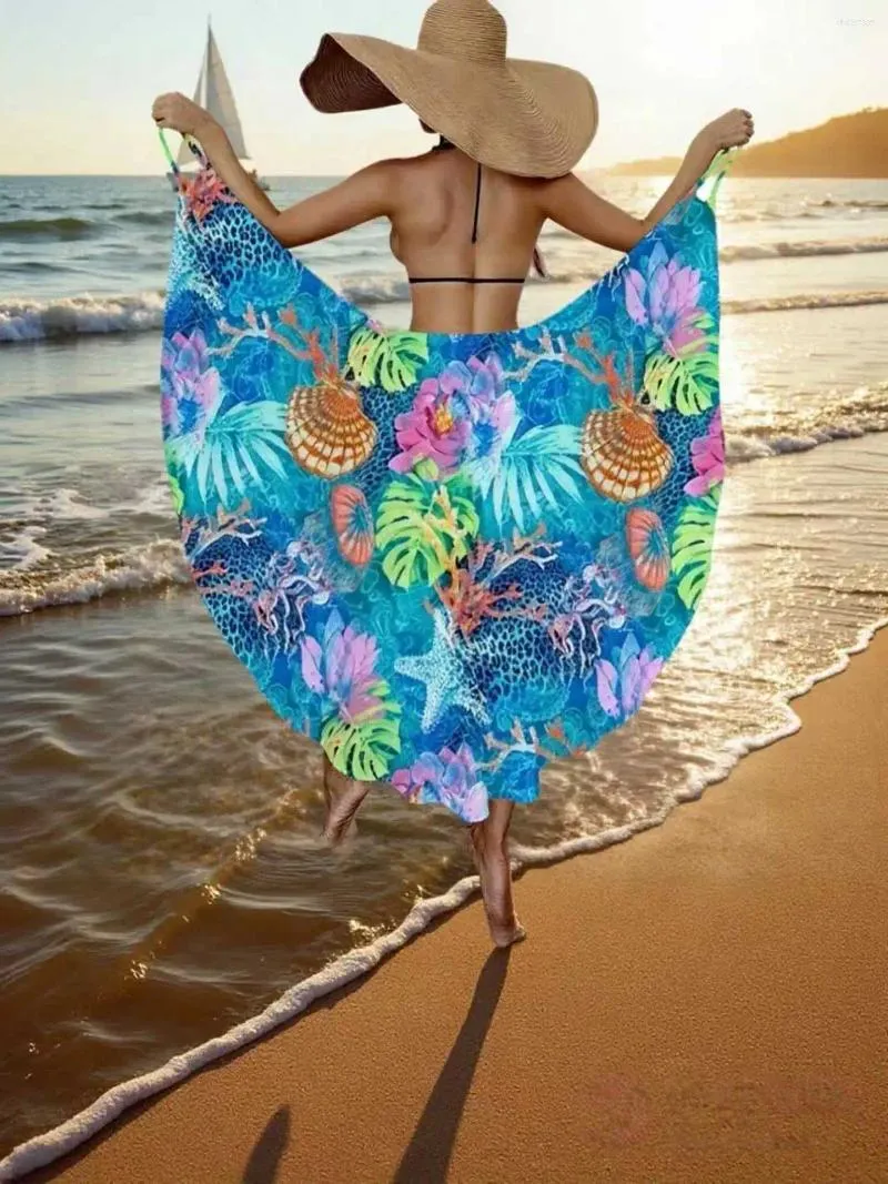 Womens Beach Cover Up With Ocean Print Vacation... From Dh3207035, Rs.1,300.84