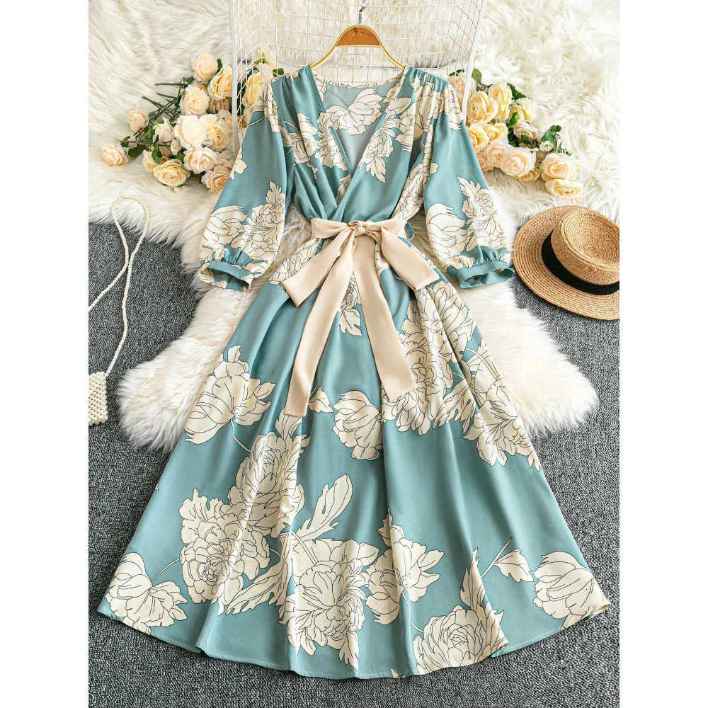 vintage loose dresses Vintage Loose Blue Sweater Dresses Women Causal Winter Clothes Q81056